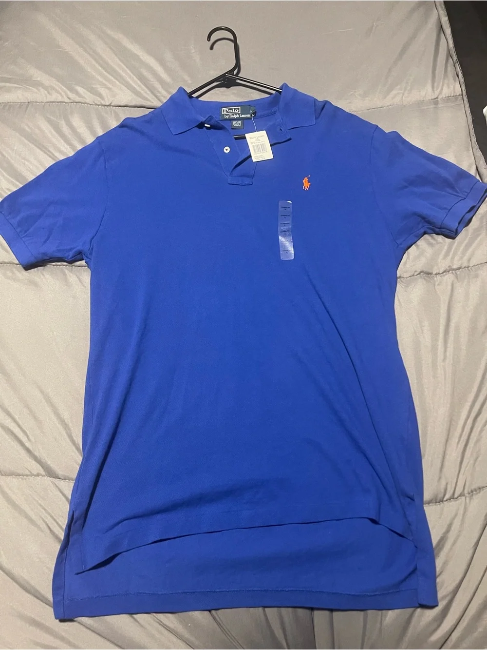 Ralph Lauren Men’s Polo Shirt in Bright Blue with Orange Logo